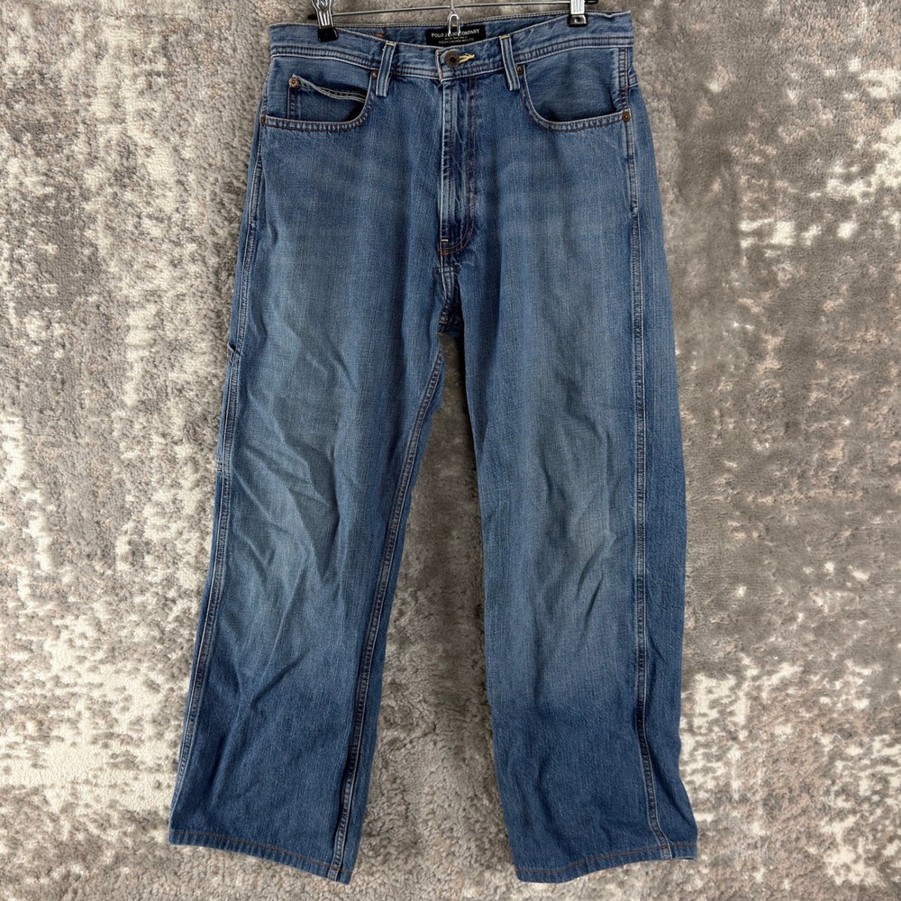 Polo Jeans Company Size 32 Carpenter Loose Fit Denim Jeans Blue Full Length Mens